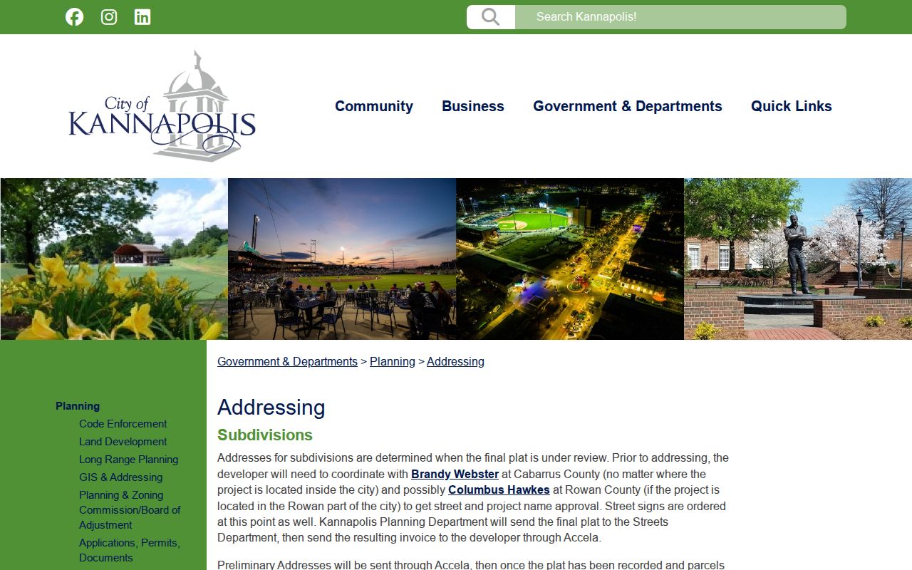 Kannapolis neighbors city addressing process for preliminary and final addresses