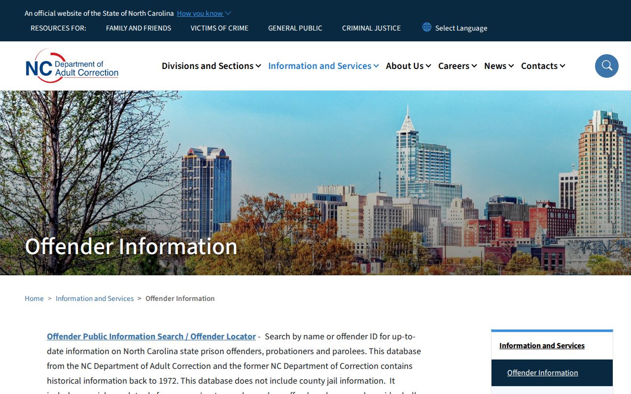 Kannapolis resident lookup distinction for North Carolina adult correction offender searches